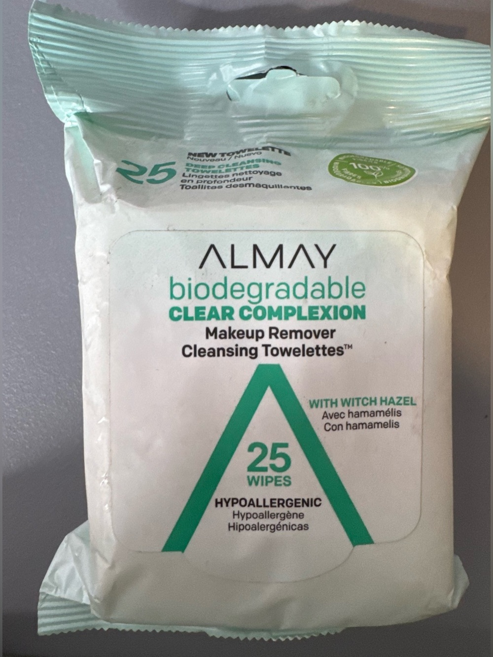 Almay Clear Complexion Biodegradable Makeup Remover Wipes 25ct hypoallergenic